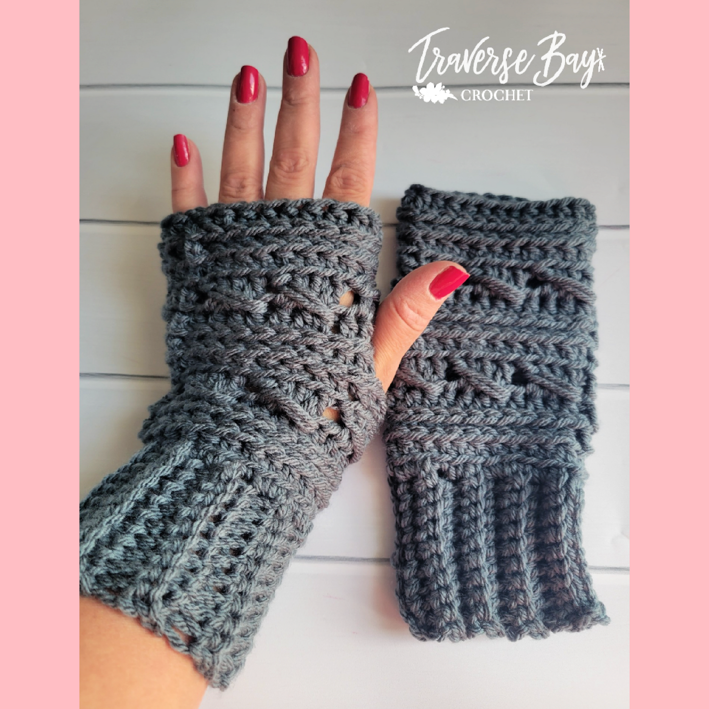Crochet Northern Ridge Fingerless Mittens Pattern