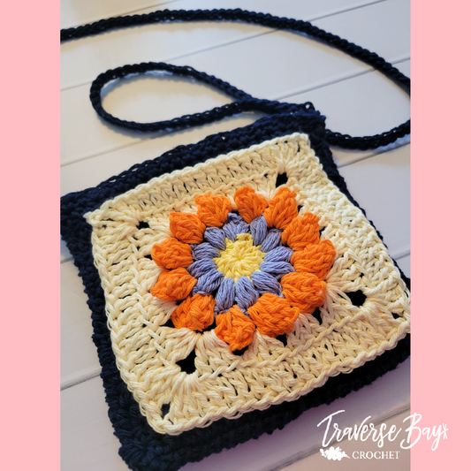 Crochet Flower Crossbody Bag With Pocket Pattern