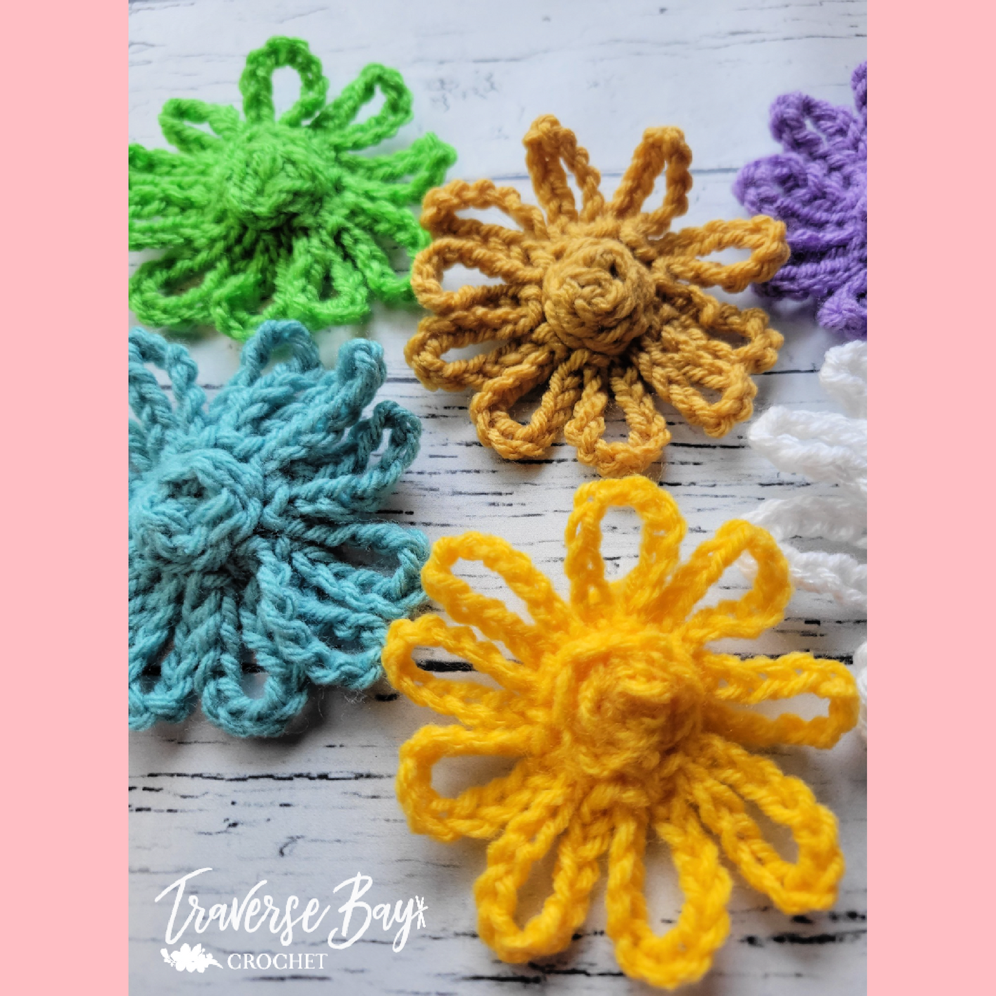 Crochet Chain Flower Pattern Appliqué