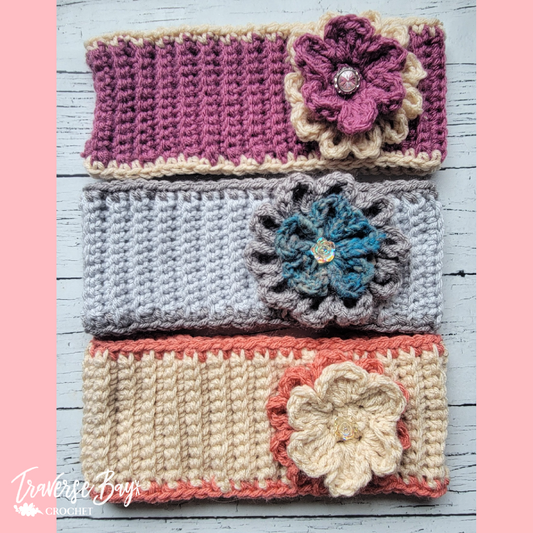 Crochet Ribbed Flower Headband Pattern