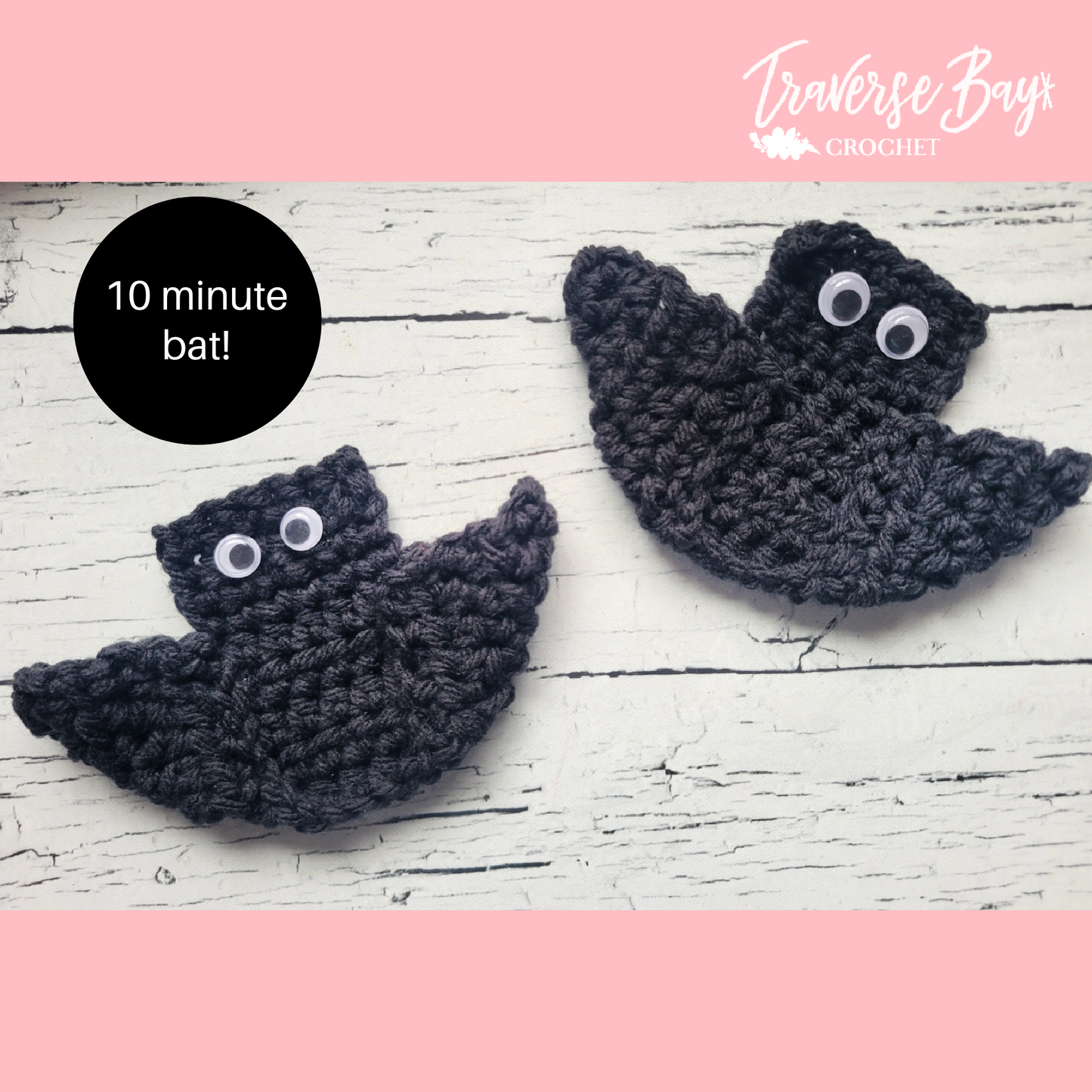 10 Minute Crochet Bat Appliqué Pattern
