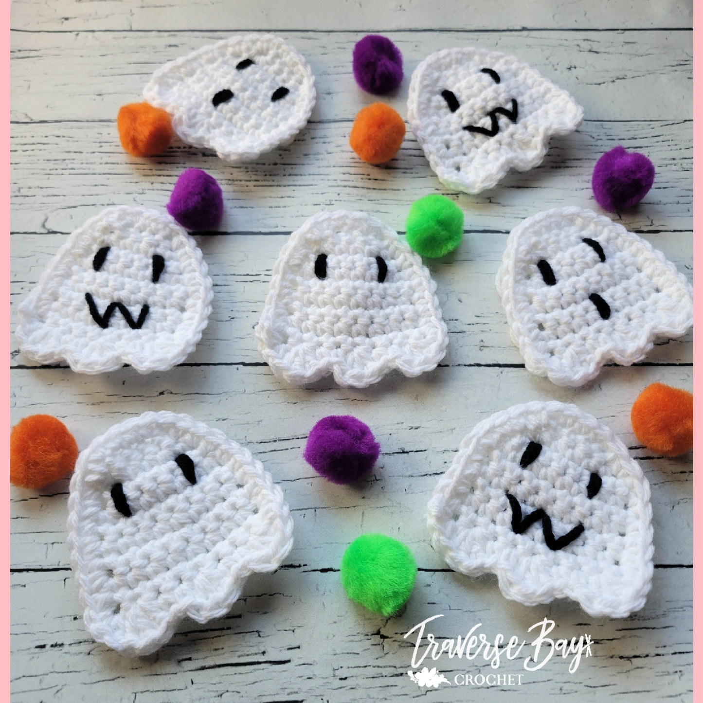 Crochet Halloween Ghost Appliqué Pattern