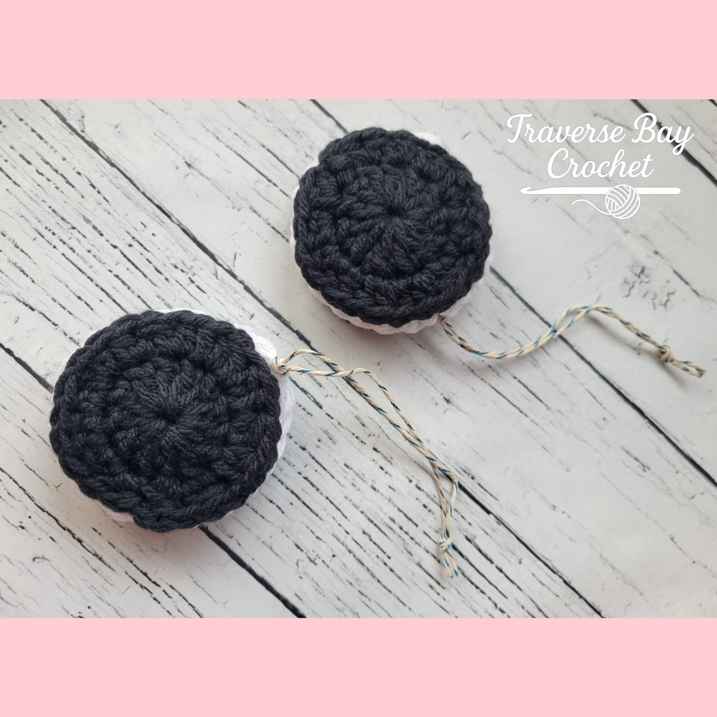 Crochet Black and White Cookie Christmas Ornament Pattern