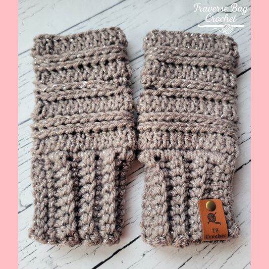 Crochet Double Ridge Fingerless Mittens Pattern