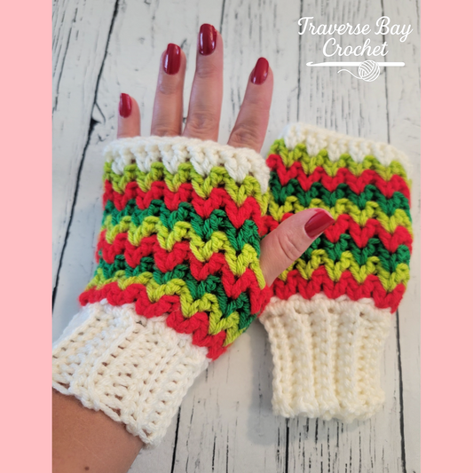 Crochet Zig Zag Fingerless Mittens Pattern