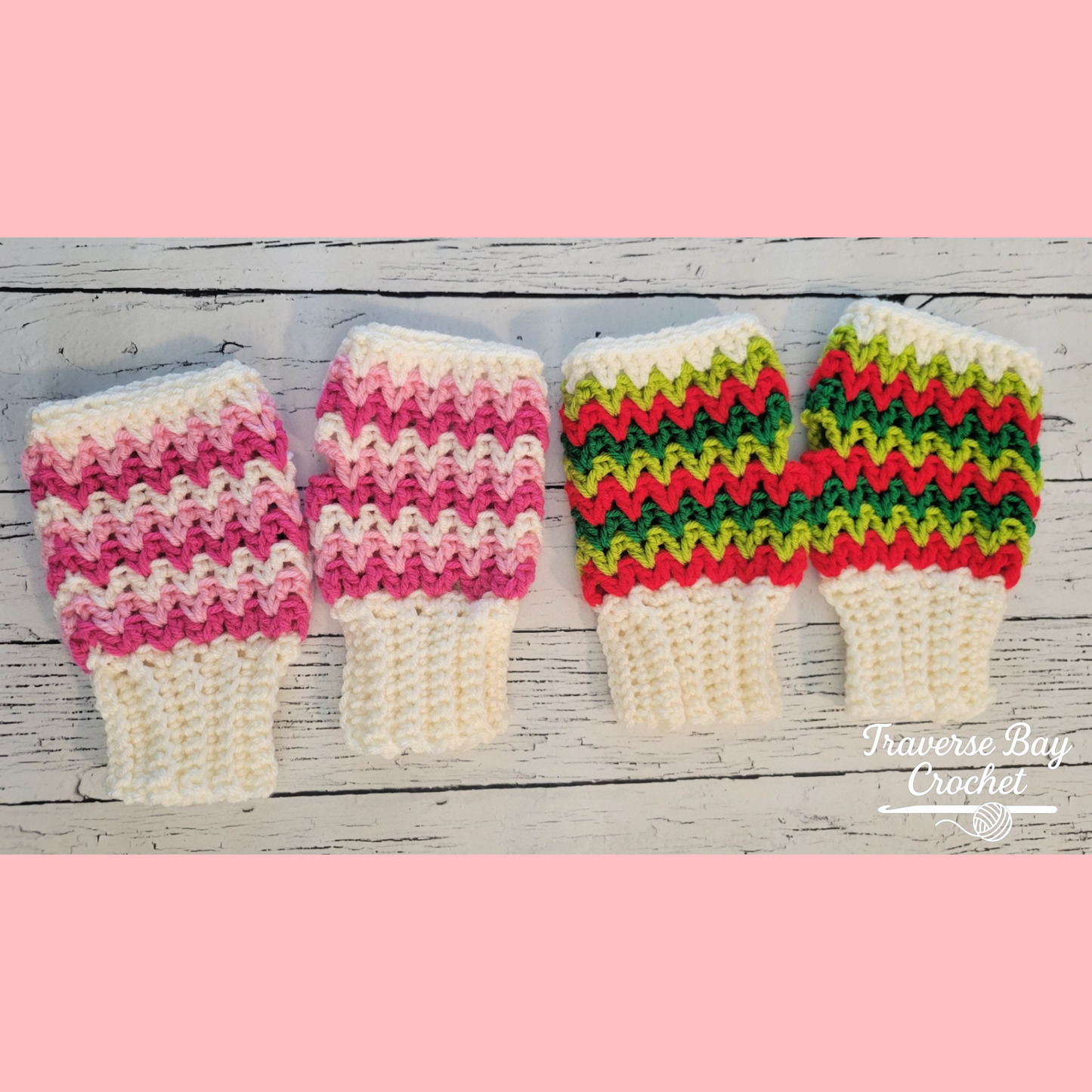 Crochet Zig Zag Fingerless Mittens Pattern