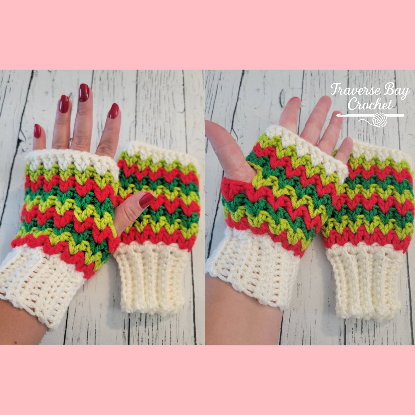 Crochet Zig Zag Fingerless Mittens Pattern