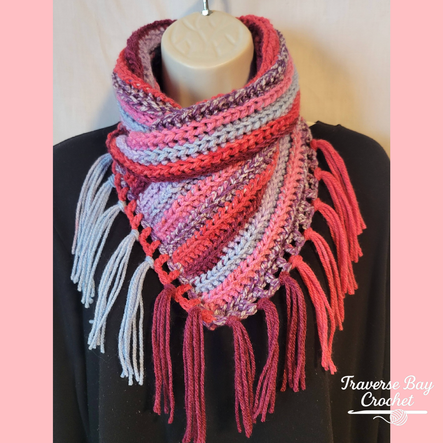 Crochet Faux Knit Neck Warmer Fringe Scarf Pattern