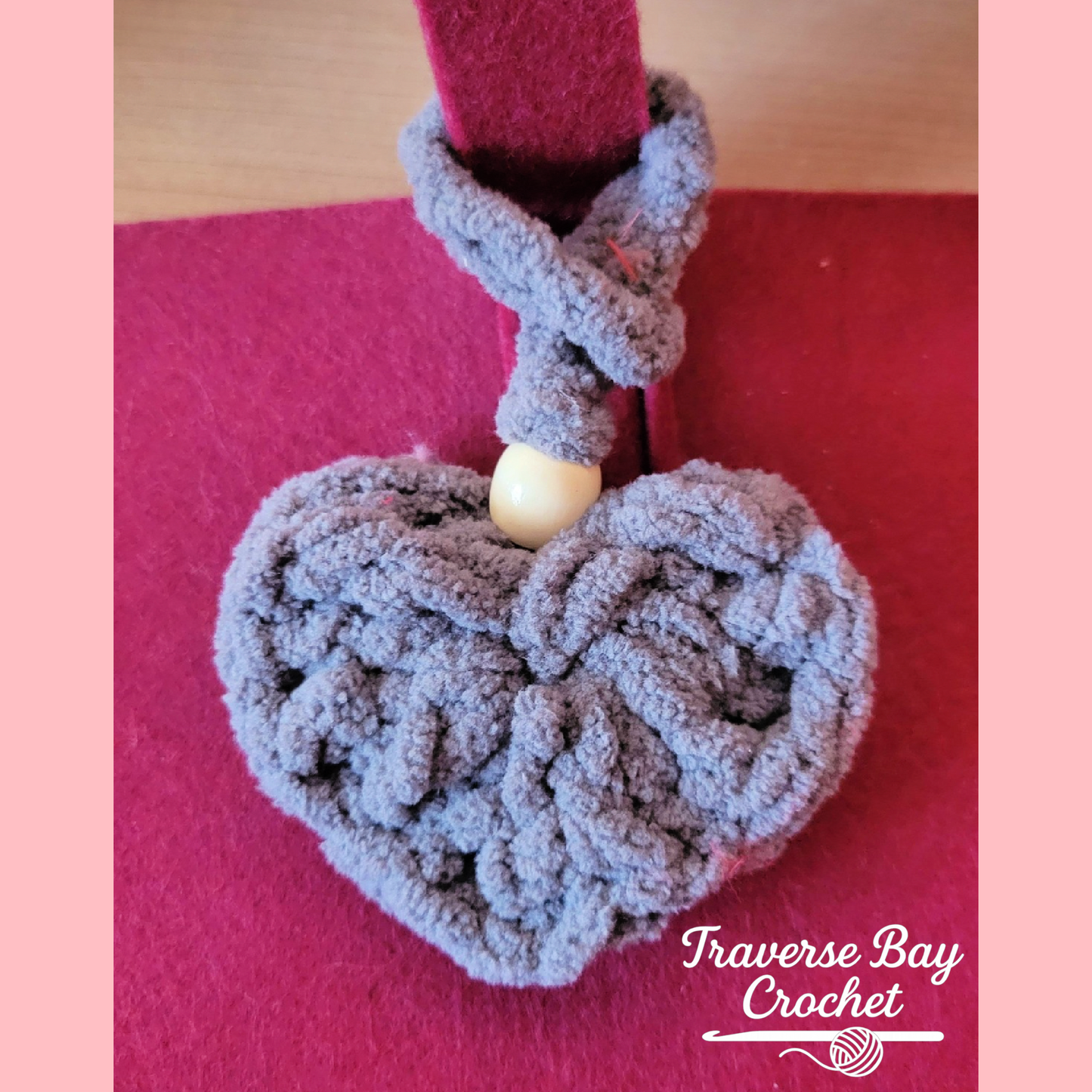 Crochet Chenille Heart Bag Charm Pattern