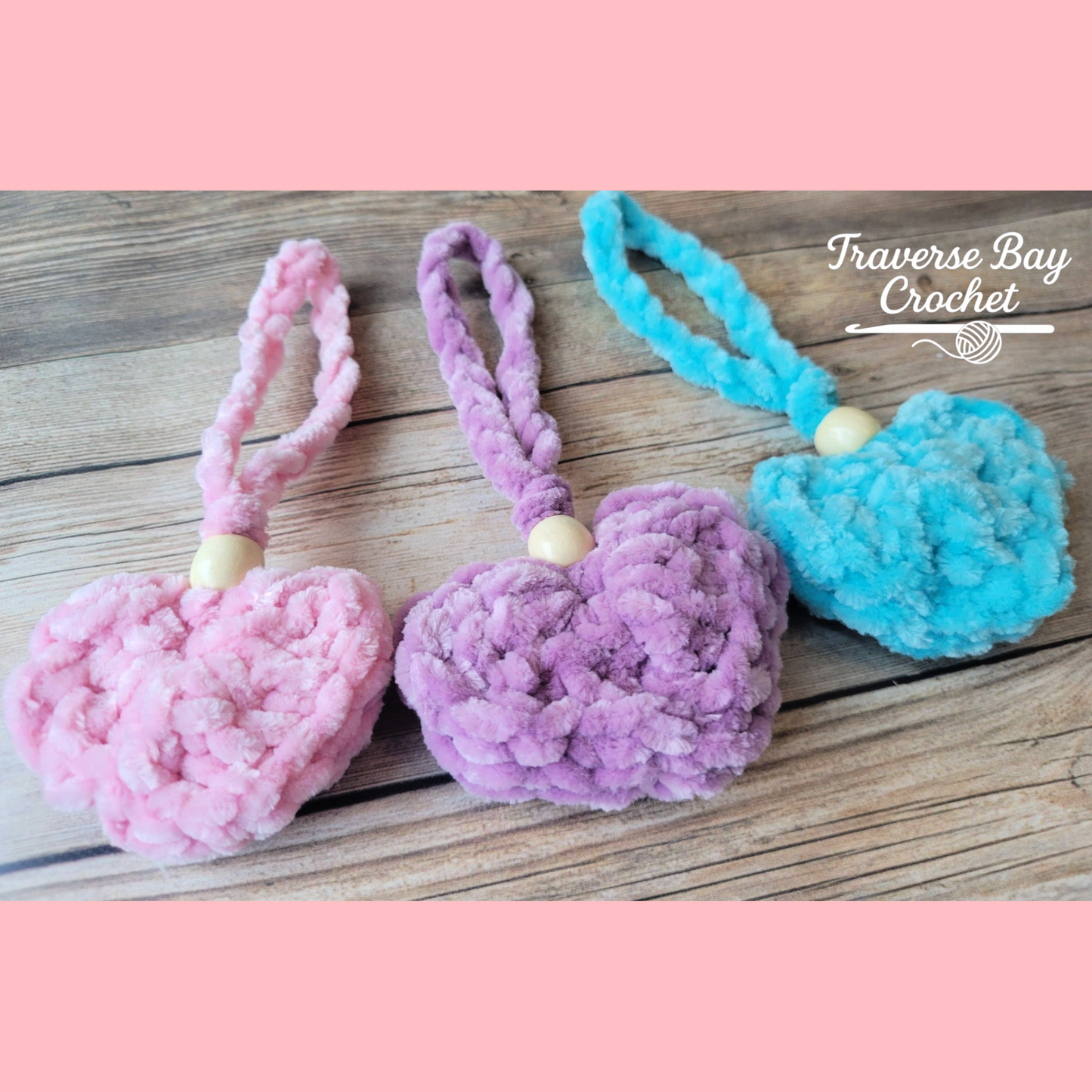 Crochet Chenille Heart Bag Charm Pattern