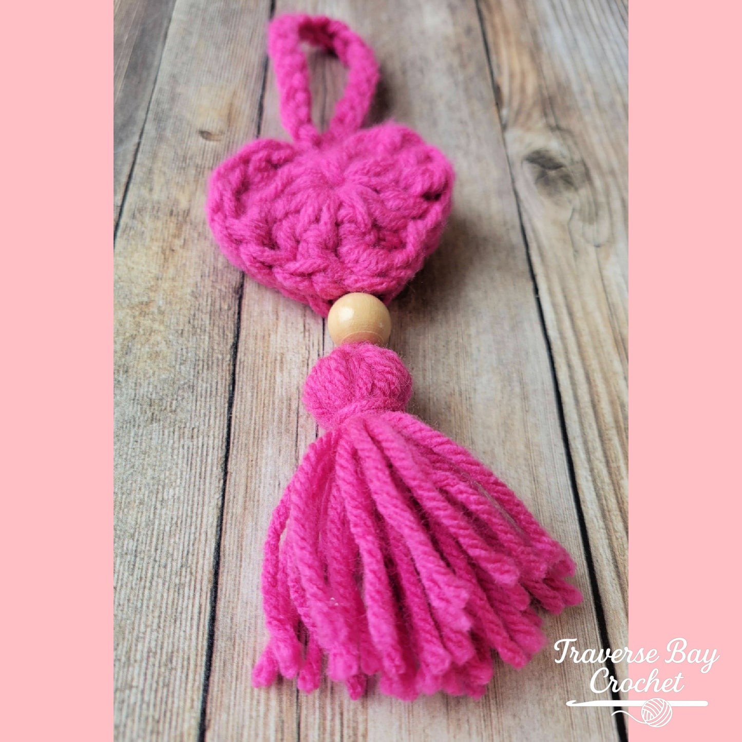 Crochet Tassel Heart Bag Charm Pattern