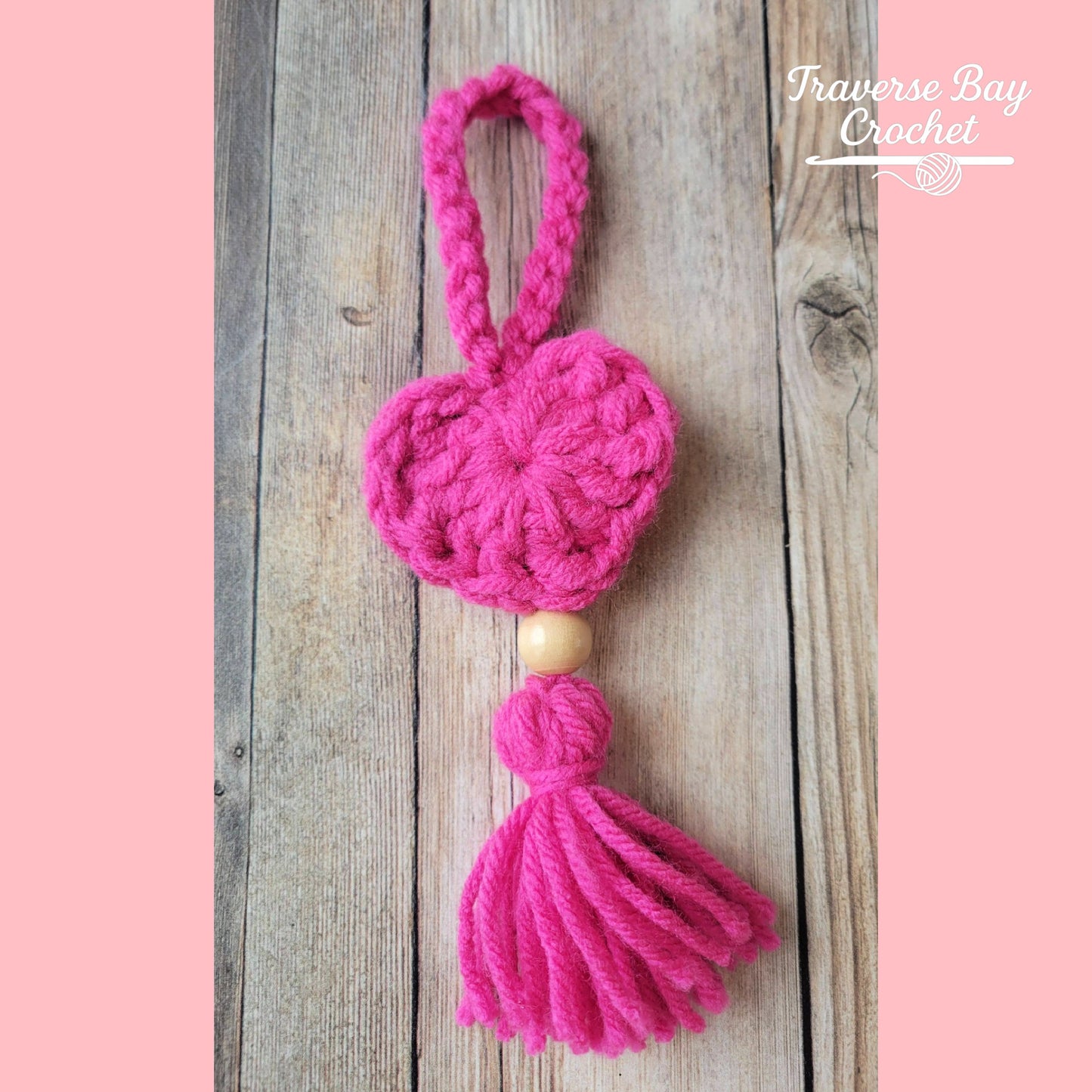 Crochet Tassel Heart Bag Charm Pattern