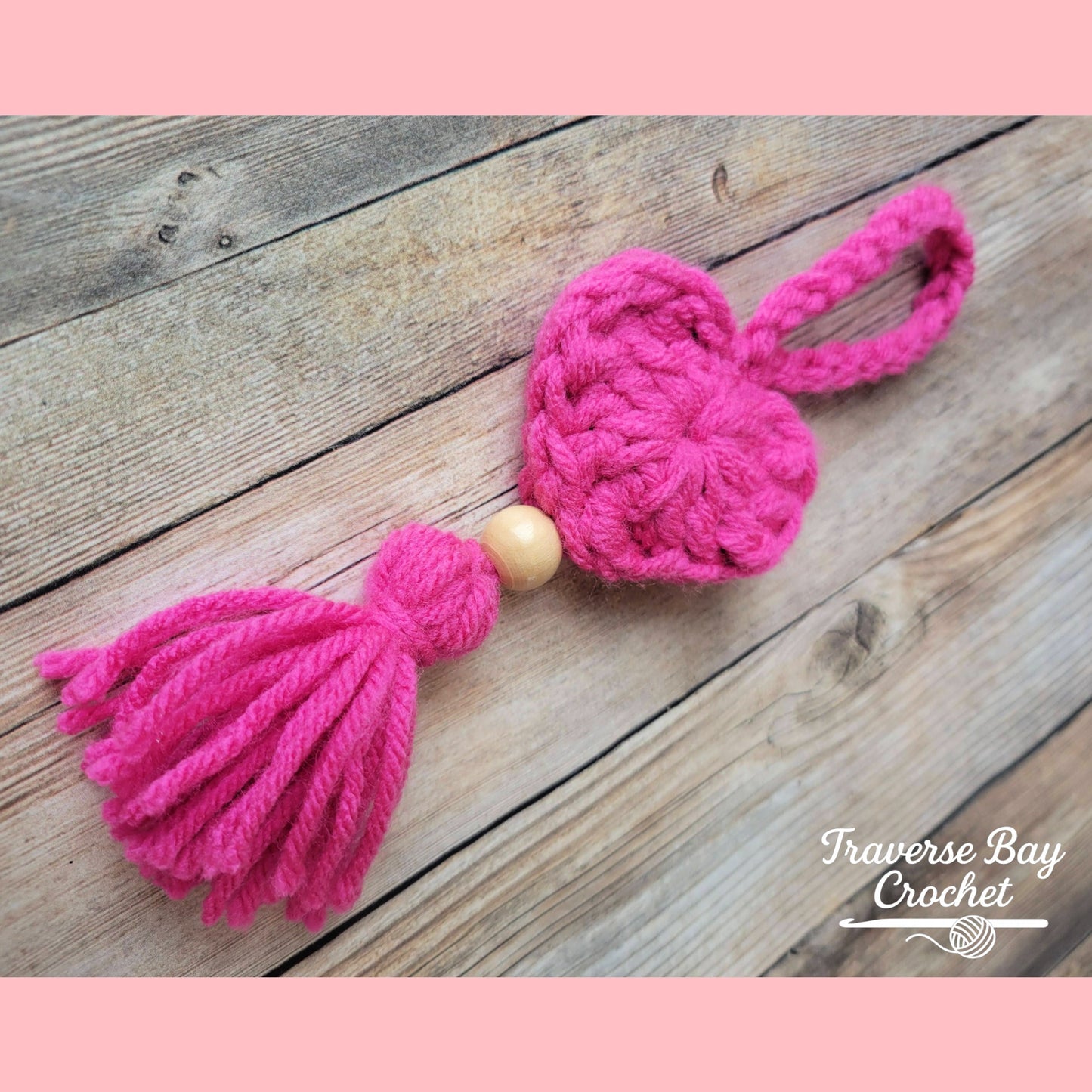 Crochet Tassel Heart Bag Charm Pattern