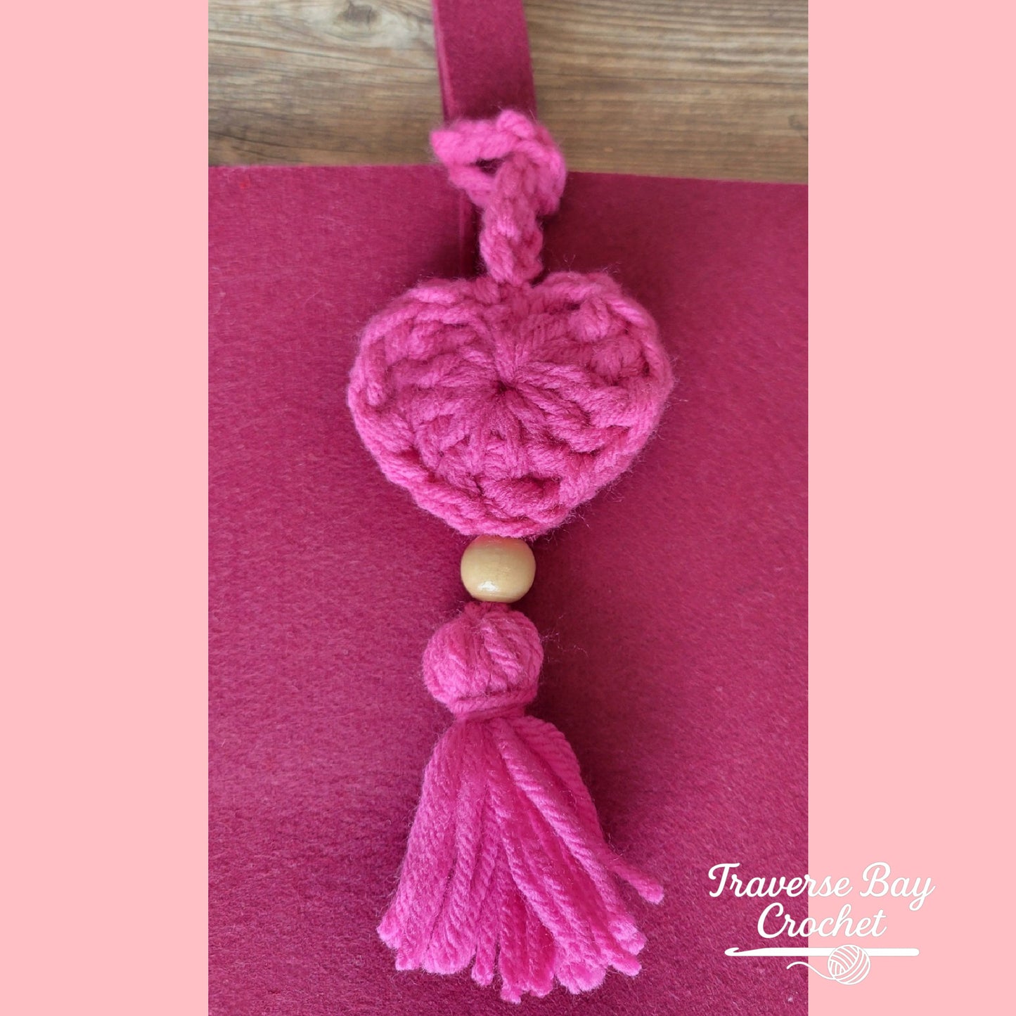 Crochet Tassel Heart Bag Charm Pattern