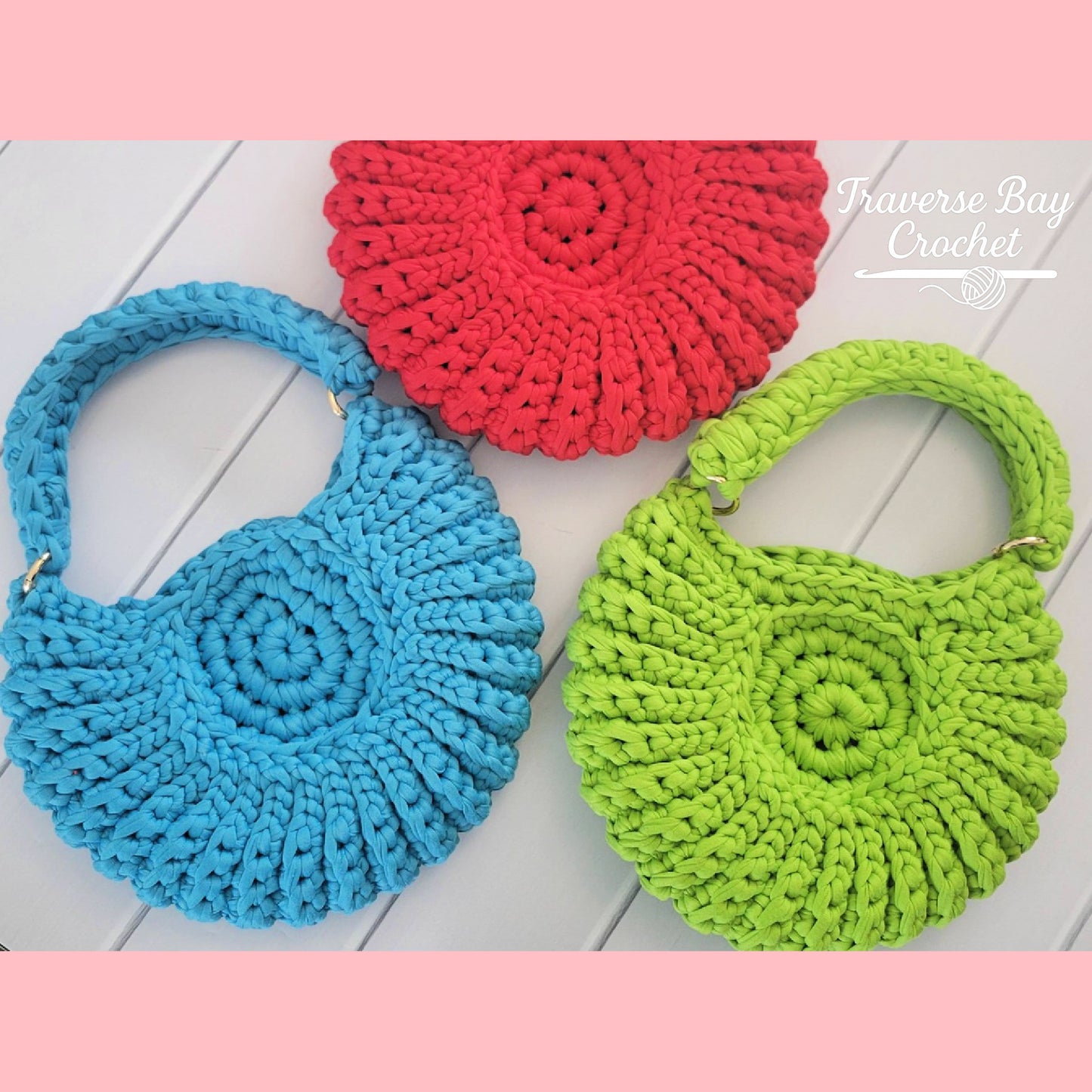 Crochet Round T Shirt Shell Bag Purse Pattern