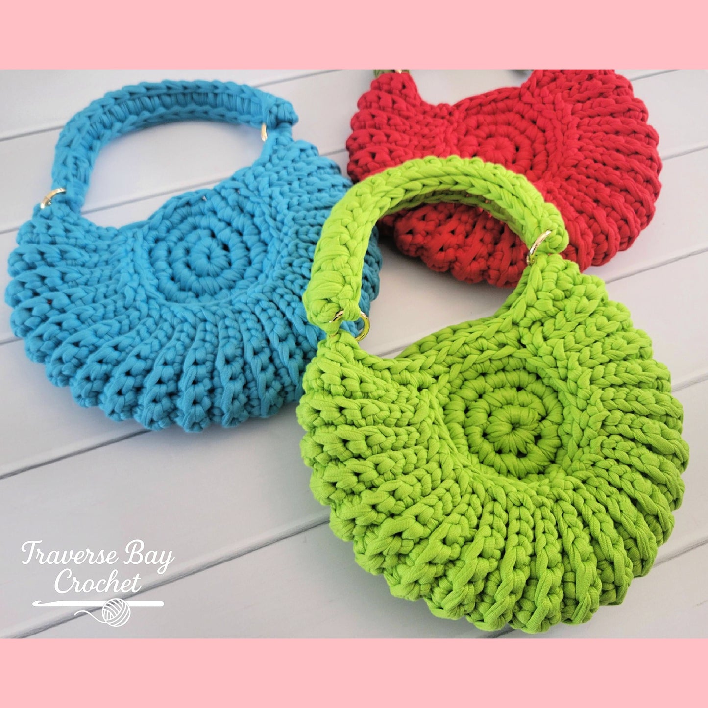 Crochet Round T Shirt Shell Bag Purse Pattern