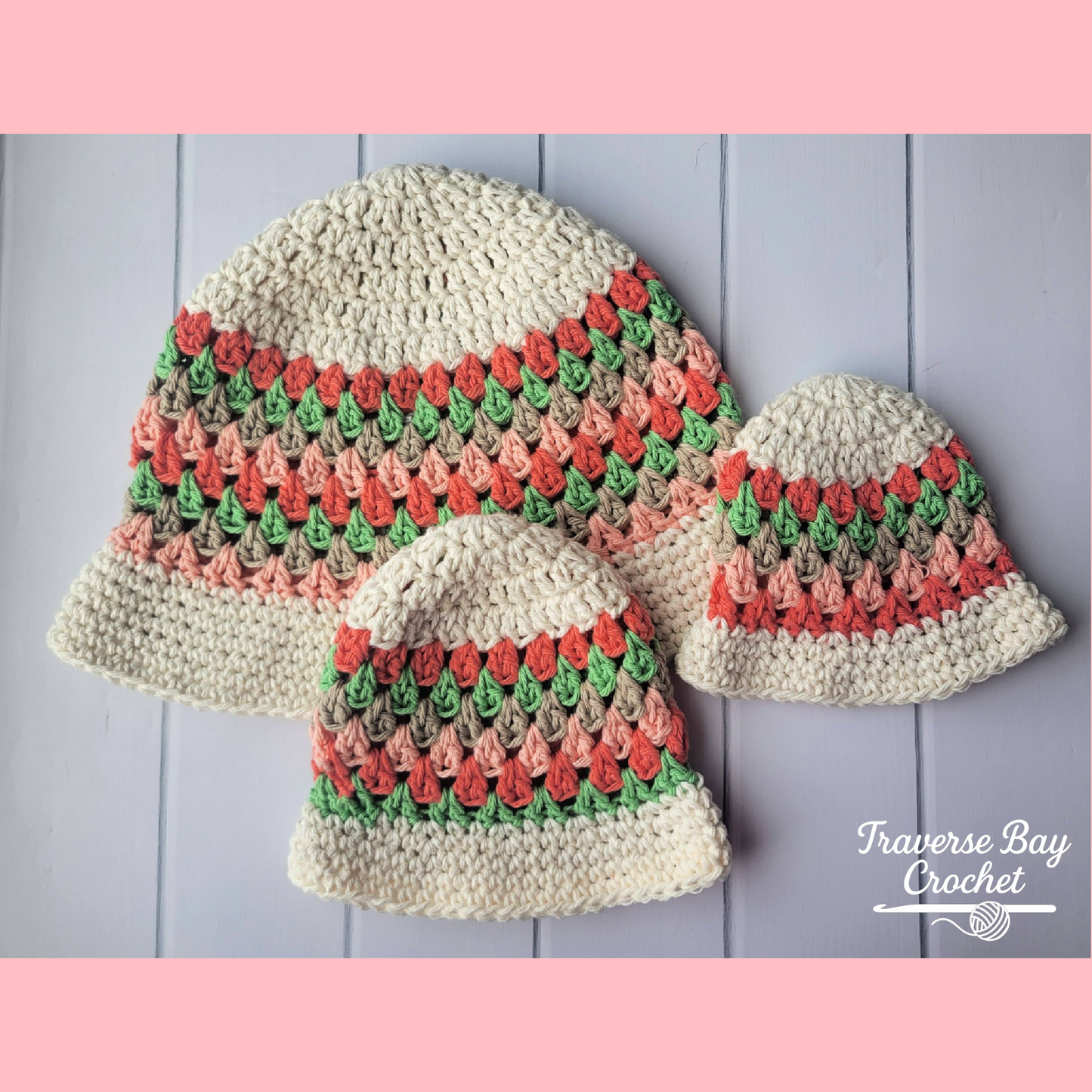 Crochet Granny Sun Hat Pattern 4 Sizes Newborn-Adult