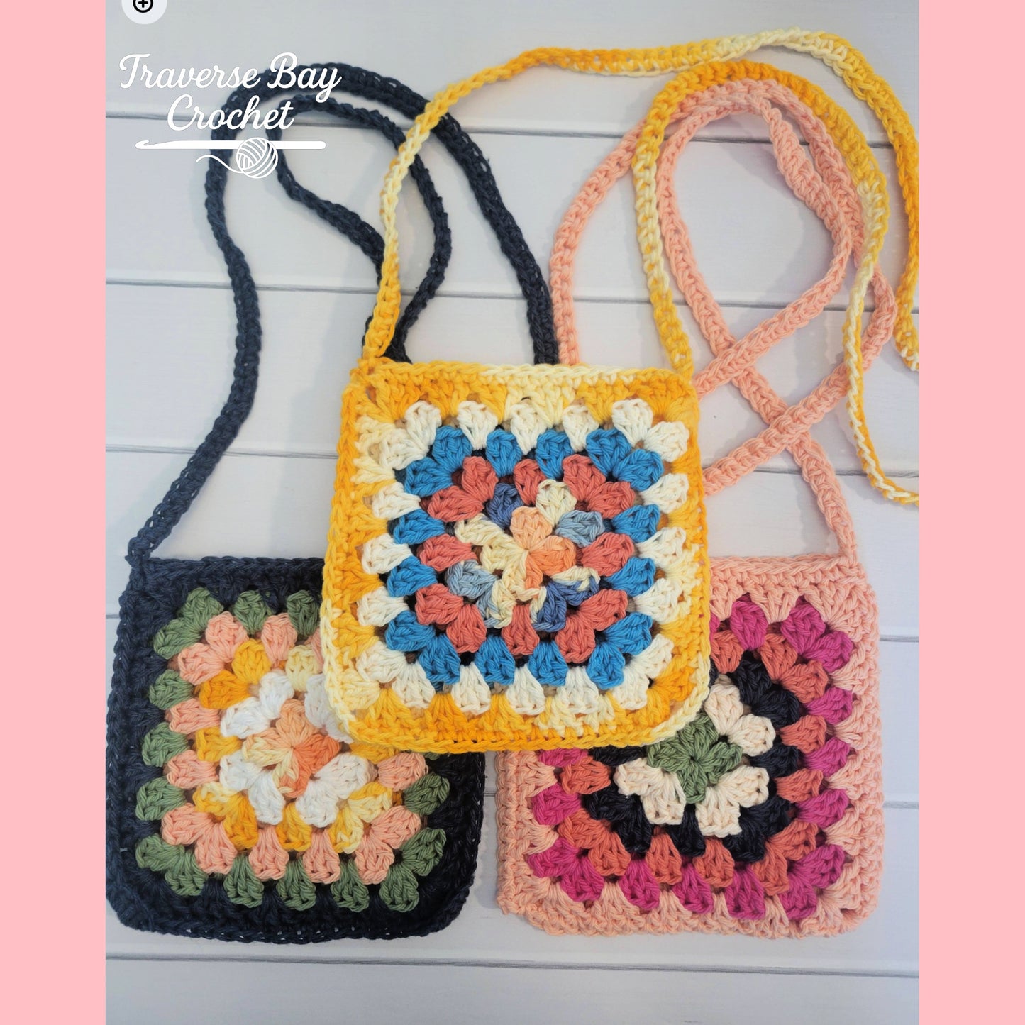 Crochet Granny Crossbody Bag Pattern Child Adult Sizes