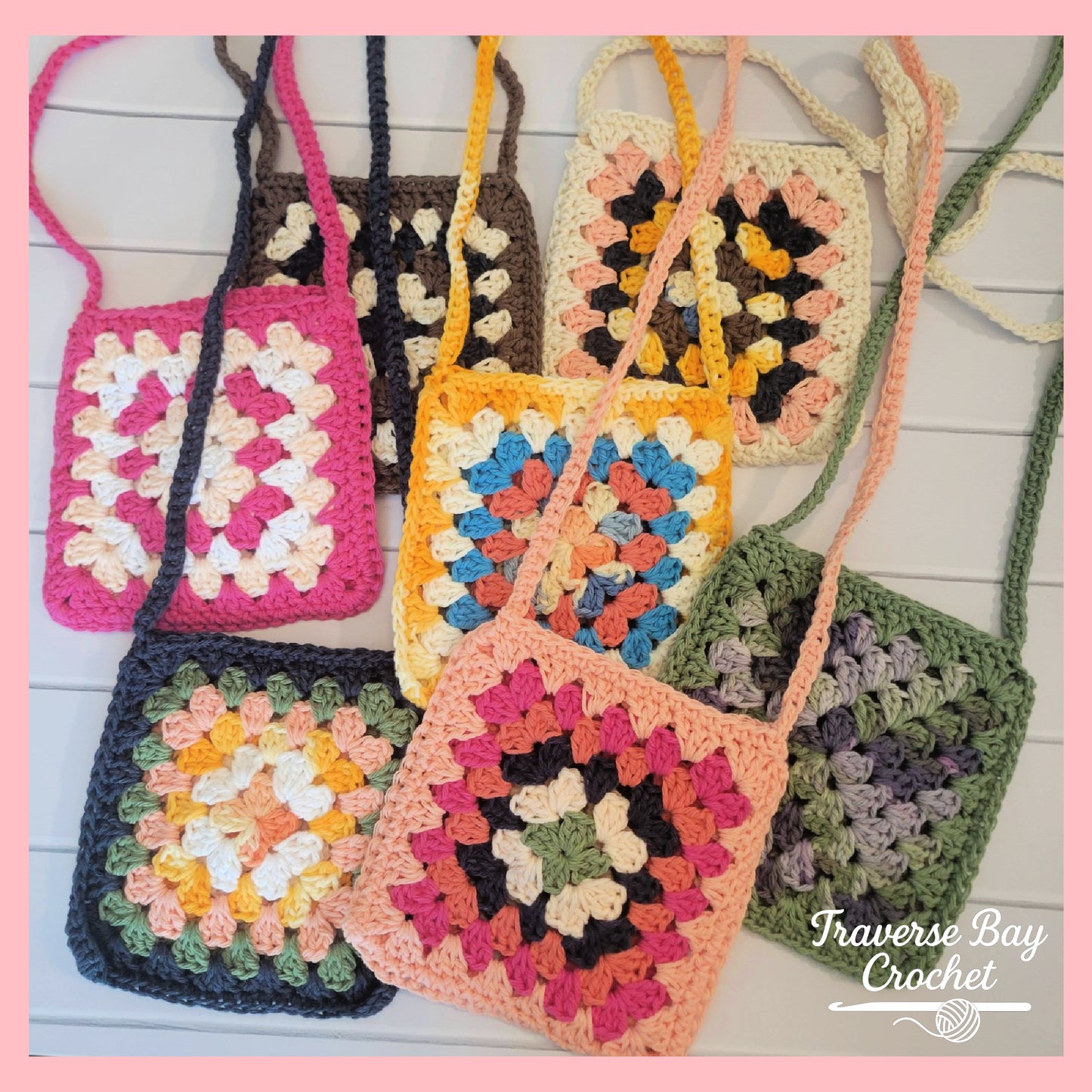 Crochet Granny Crossbody Bag Pattern Child Adult Sizes