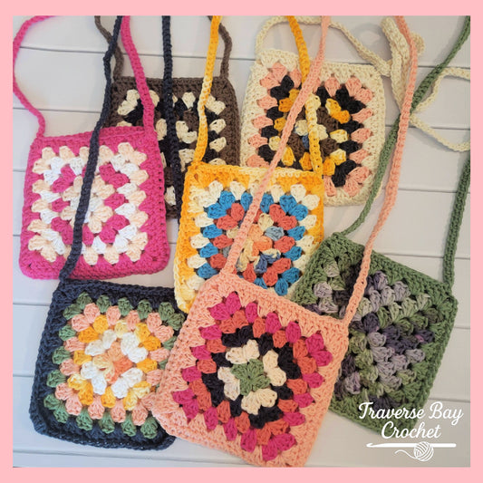 Crochet Granny Crossbody Bag Pattern Child Adult Sizes