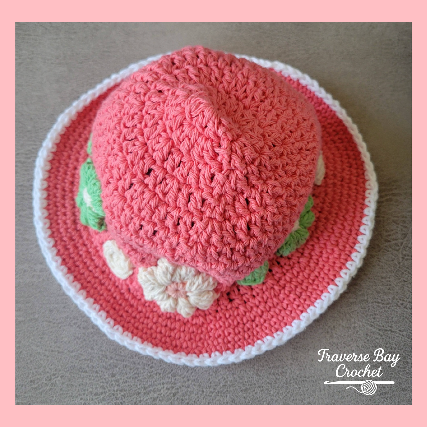 Crochet Elegant Flower Sun Hat Pattern Baby Child Adult Sizes