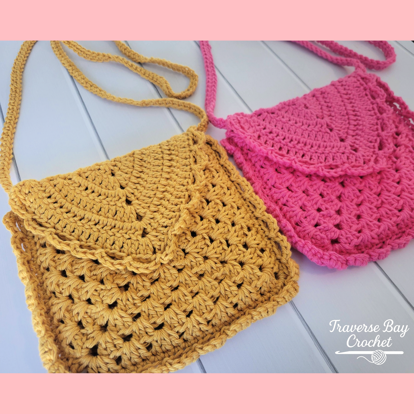 Crochet Scalloped Crossbody Bag Purse Child Adult Pattern