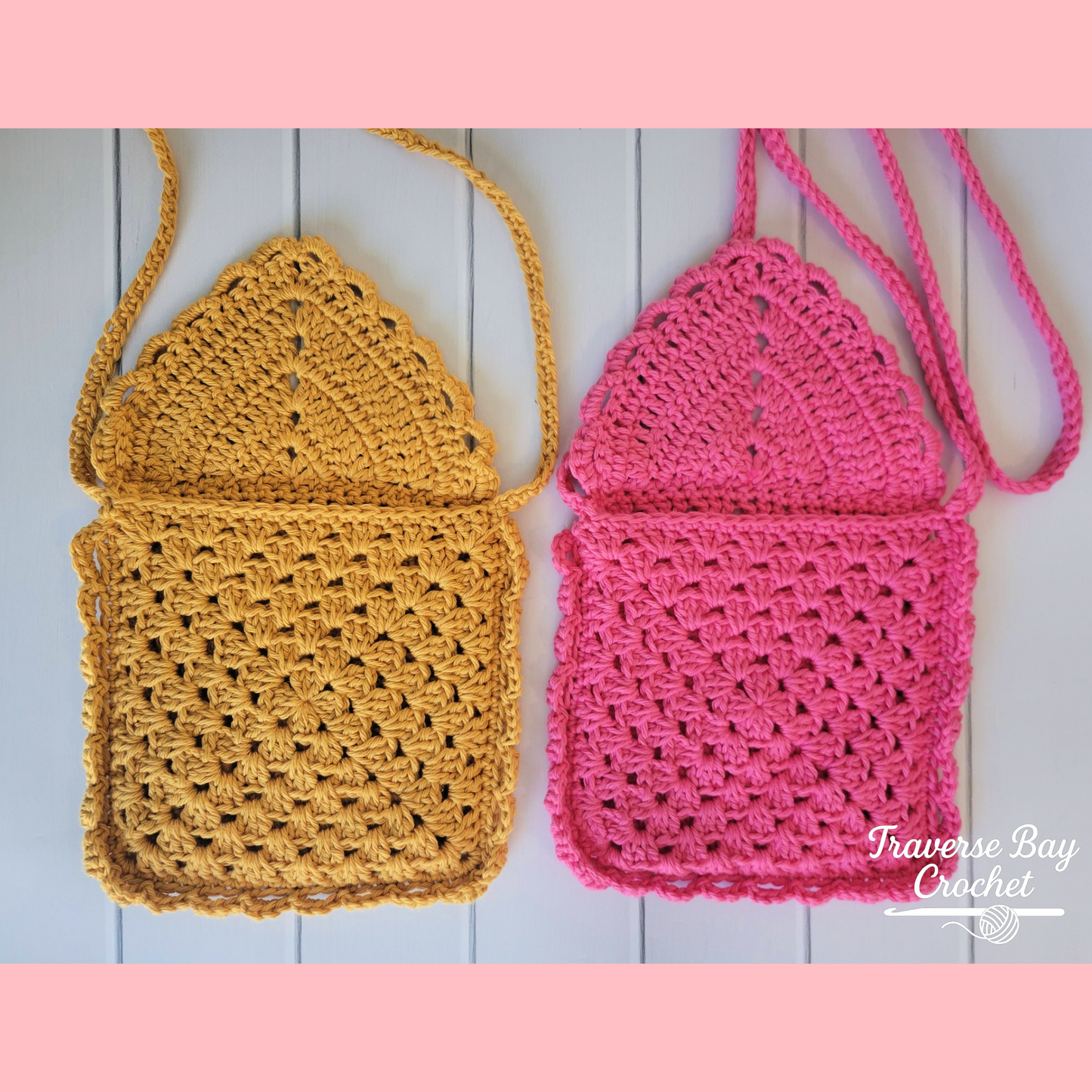 Crochet Scalloped Crossbody Bag Purse Child Adult Pattern