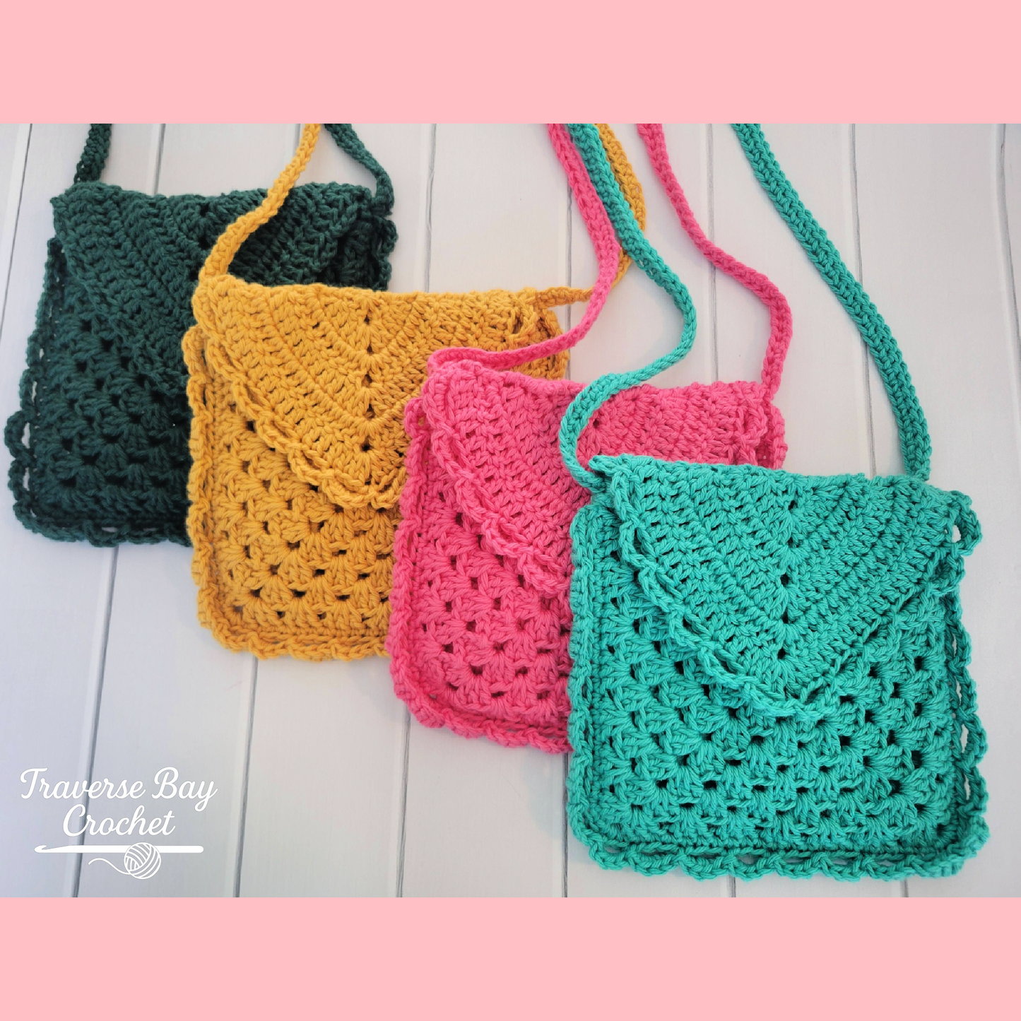 Crochet Scalloped Crossbody Bag Purse Child Adult Pattern