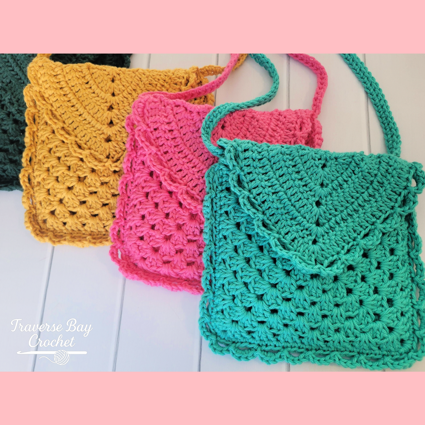 Crochet Scalloped Crossbody Bag Purse Child Adult Pattern