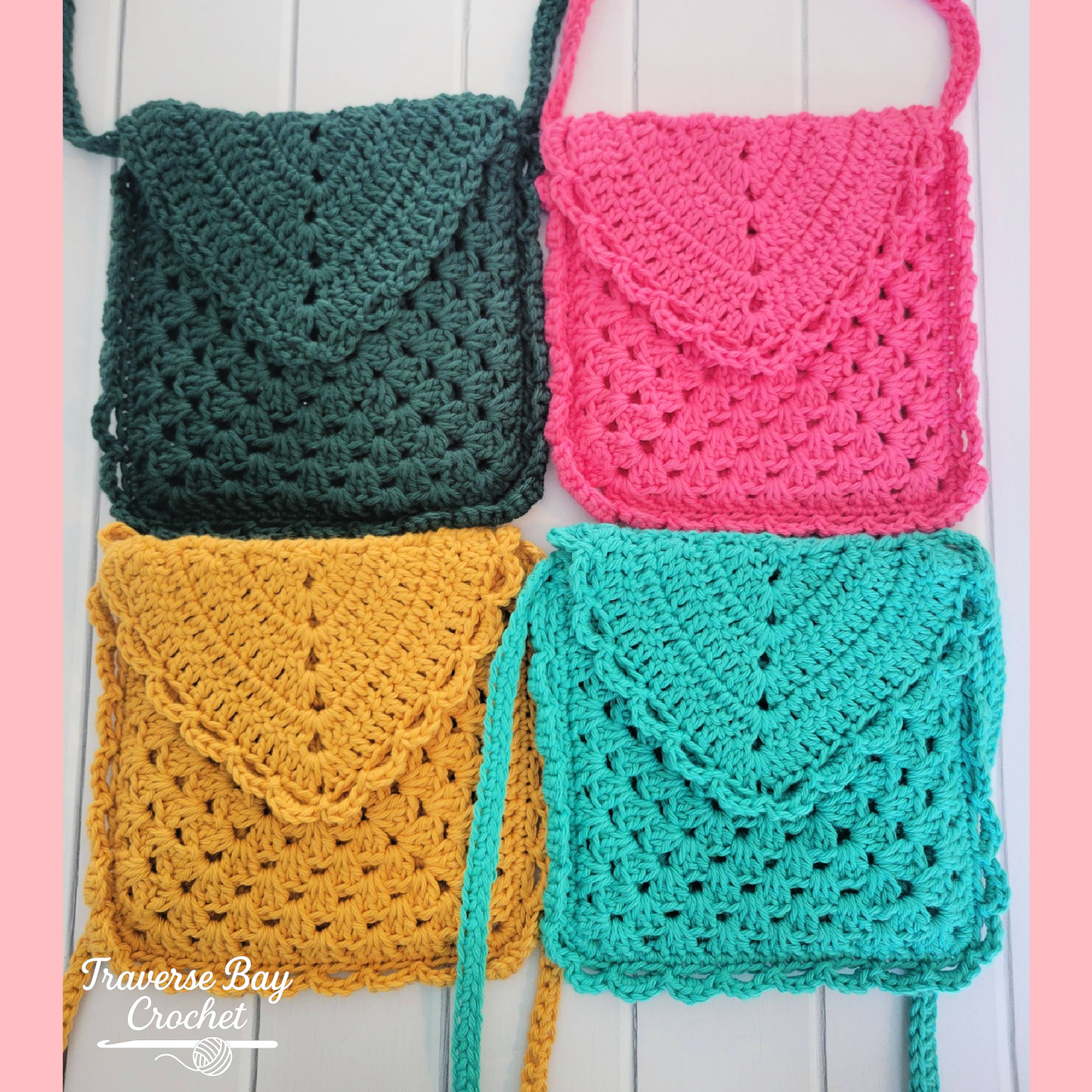 Crochet Scalloped Crossbody Bag Purse Child Adult Pattern