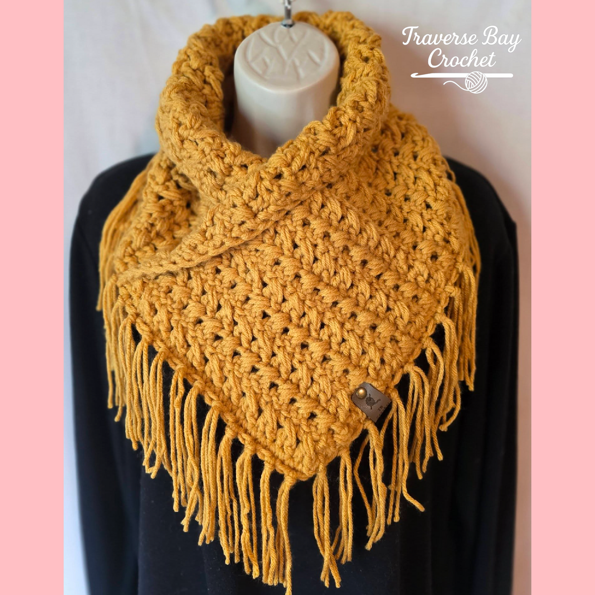 Crochet Maple Crossing Fringe Scarf Neck Warmer Pattern
