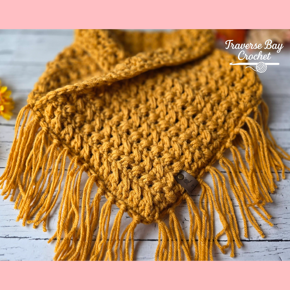 Crochet Maple Crossing Fringe Scarf Neck Warmer Pattern