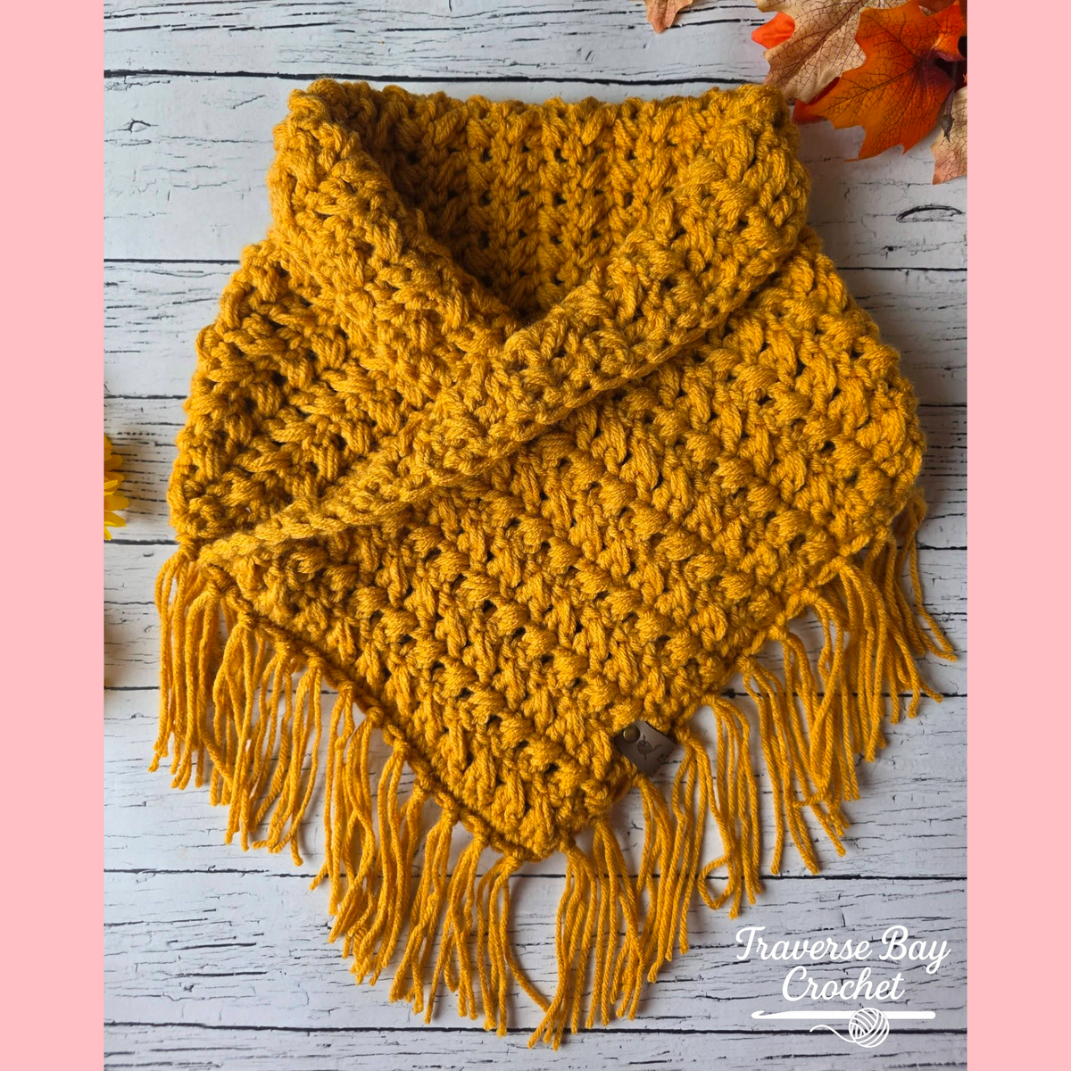 Crochet Maple Crossing Fringe Scarf Neck Warmer Pattern
