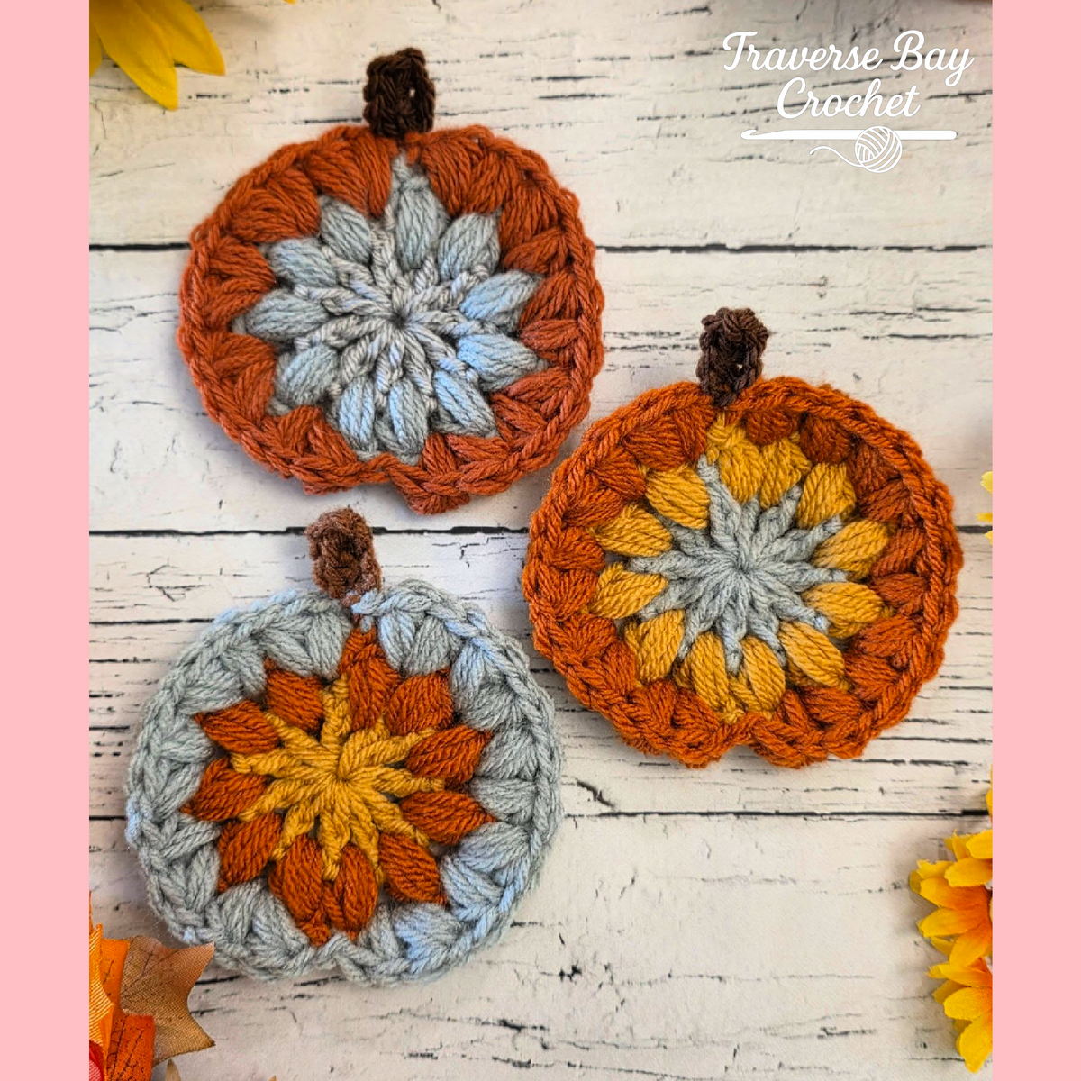 Crochet Granny Pumpkin Coasters Pattern
