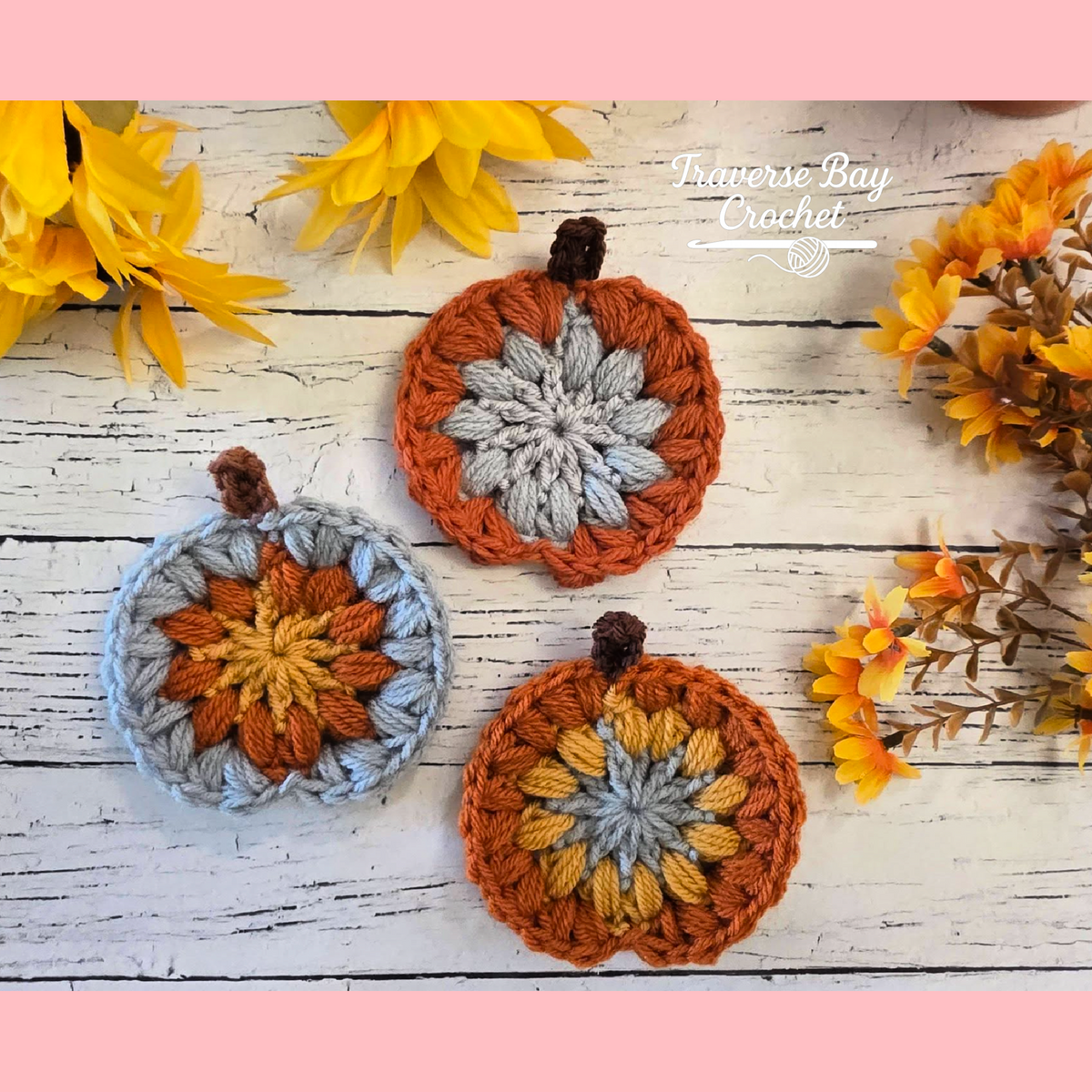 Crochet Granny Pumpkin Coasters Pattern