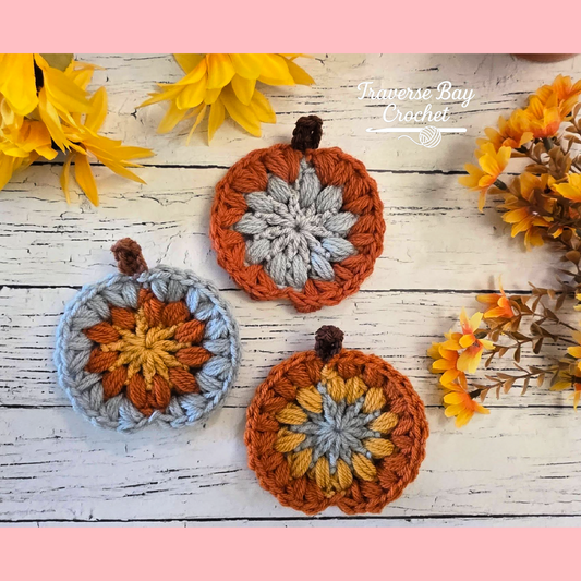 Crochet Granny Pumpkin Coasters Pattern