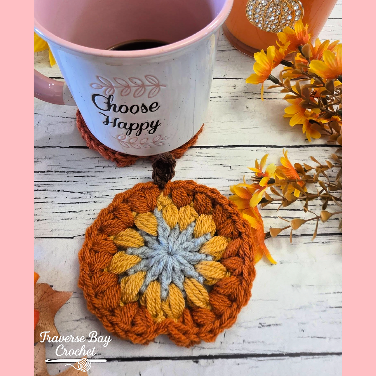 Crochet Granny Pumpkin Coasters Pattern