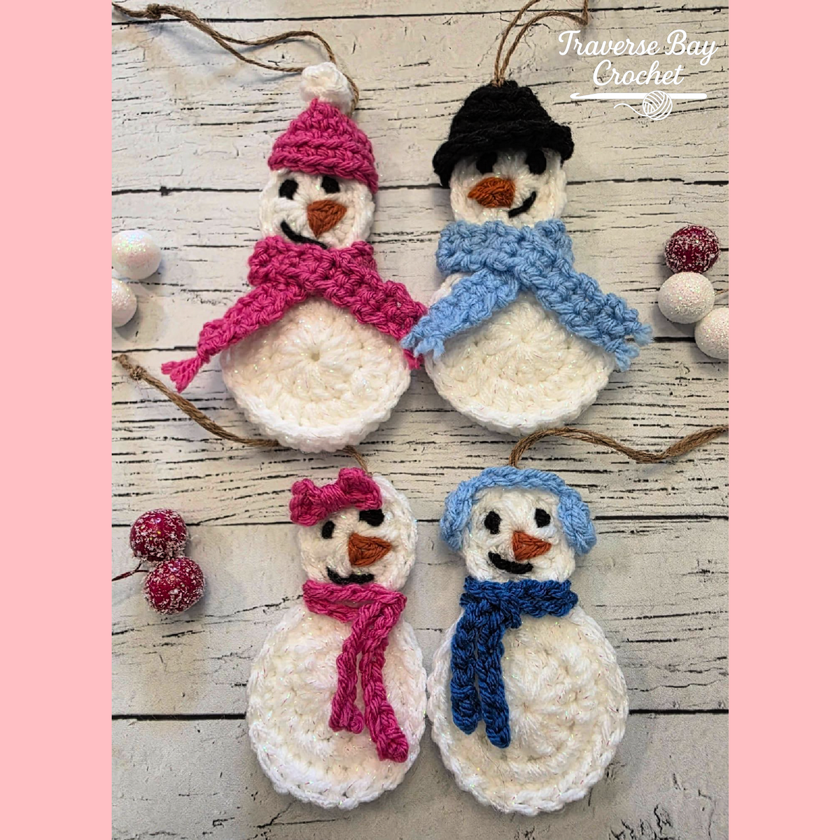 Crochet Snowman Family Ornament Christmas Pattern