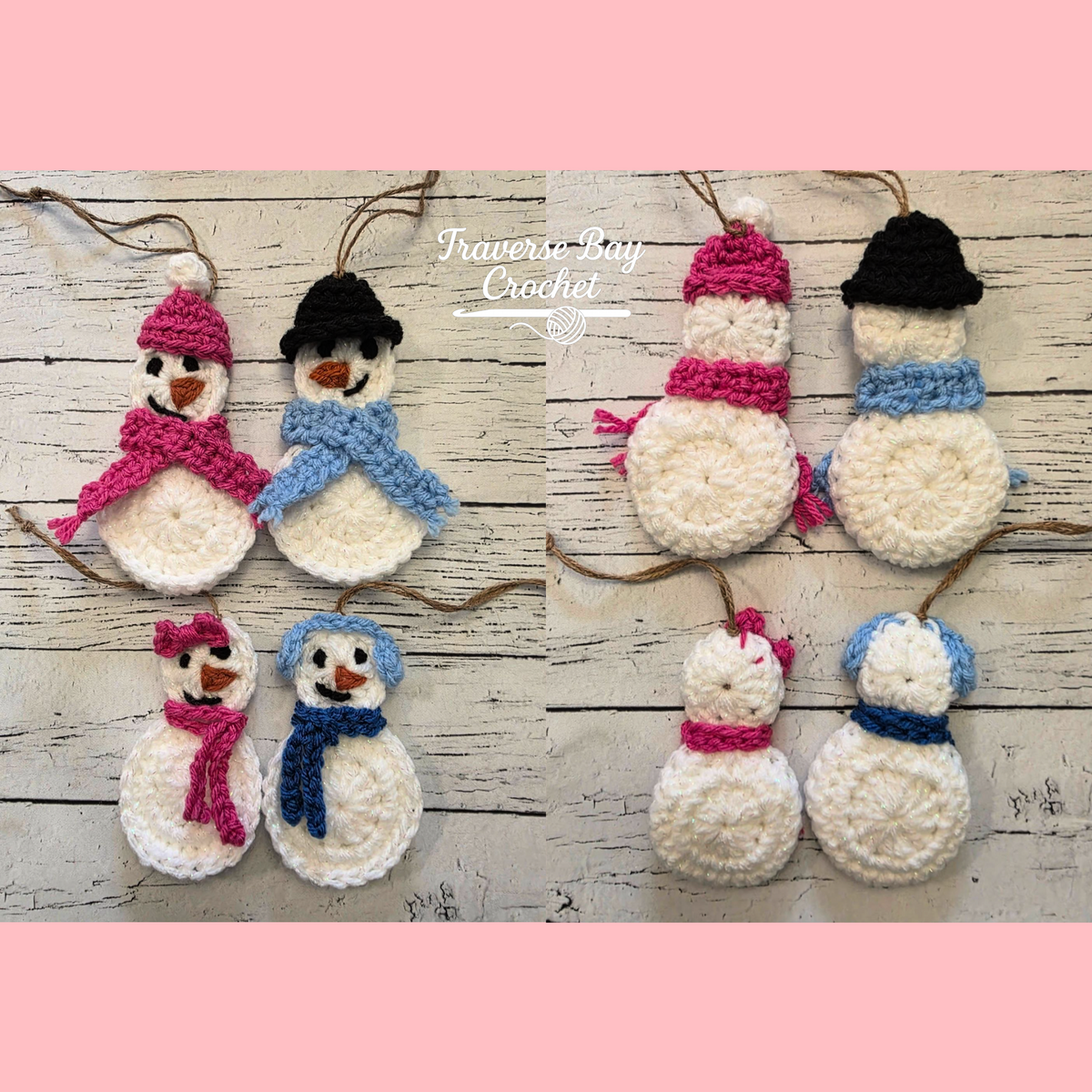 Crochet Snowman Family Ornament Christmas Pattern