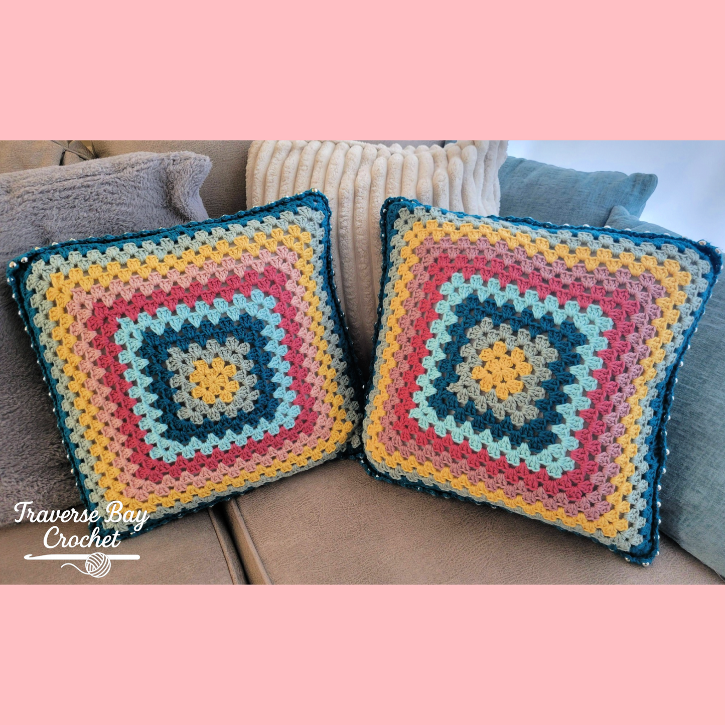 Crochet Beaded Granny Pillows Pattern