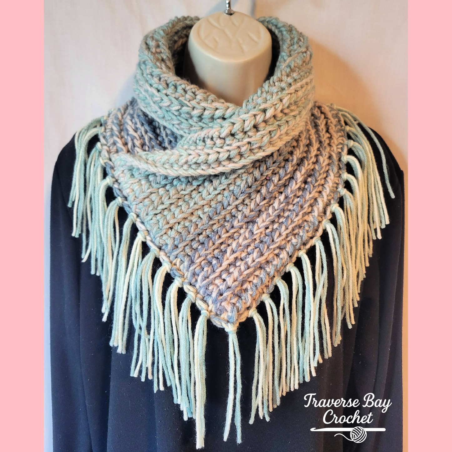 Crochet Bulky Fringe Neck Warmer Fingerless Mitten Set Pattern