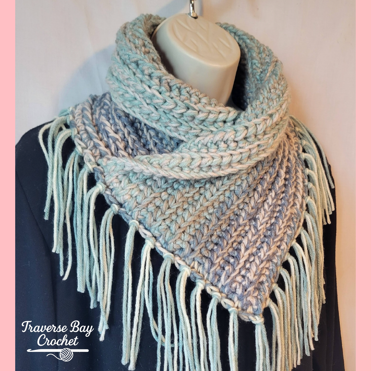 Crochet Bulky Fringe Neck Warmer Fingerless Mitten Set Pattern