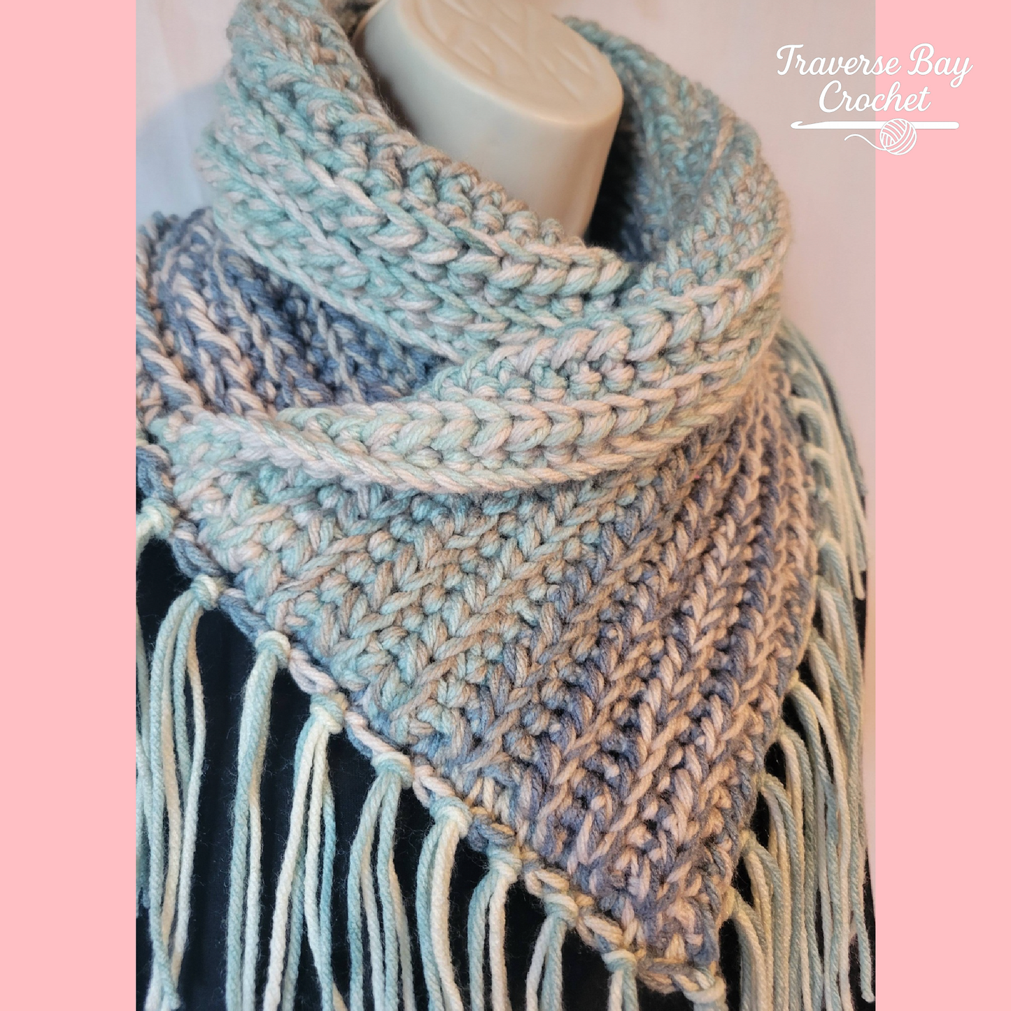 Crochet Bulky Fringe Neck Warmer Fingerless Mitten Set Pattern