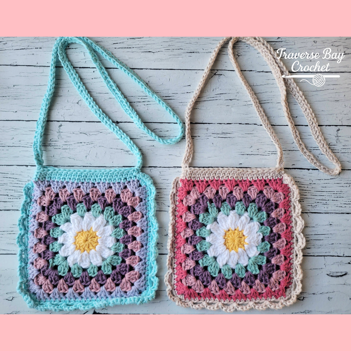 Crochet Daisy Granny Crossbody Bag Pattern Kid and Adult Sizes