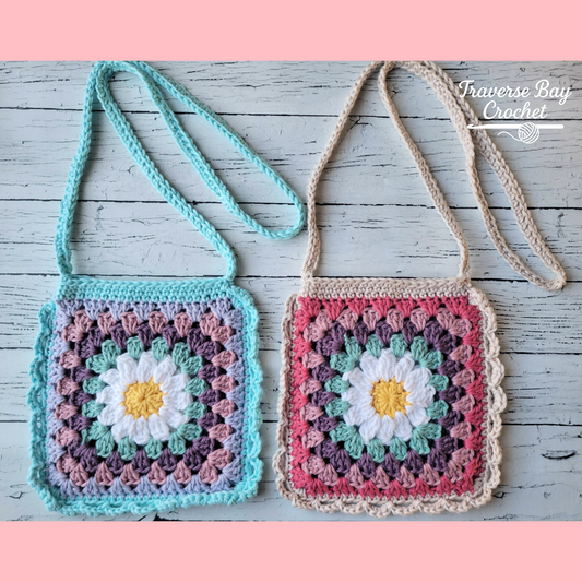 Crochet Daisy Granny Crossbody Bag Pattern Kid and Adult Sizes