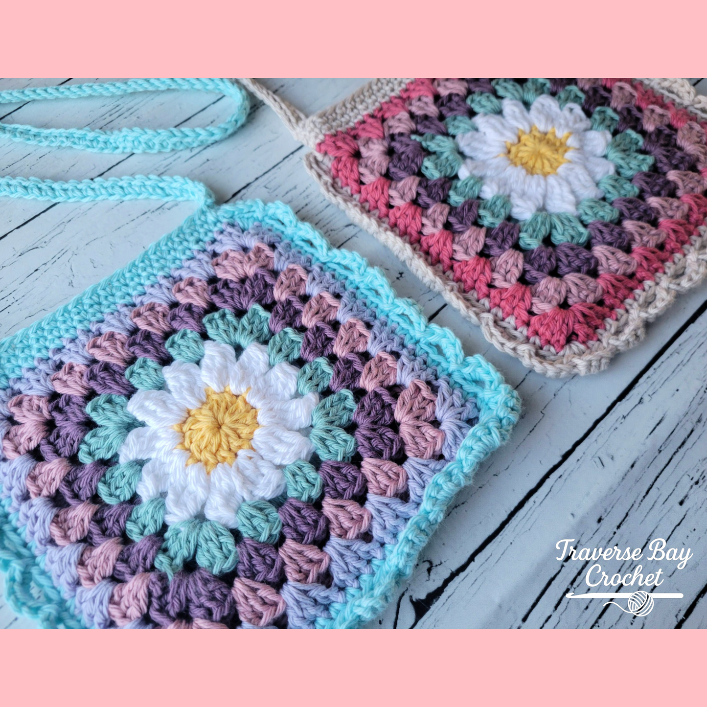 Crochet Daisy Granny Crossbody Bag Pattern Kid and Adult Sizes