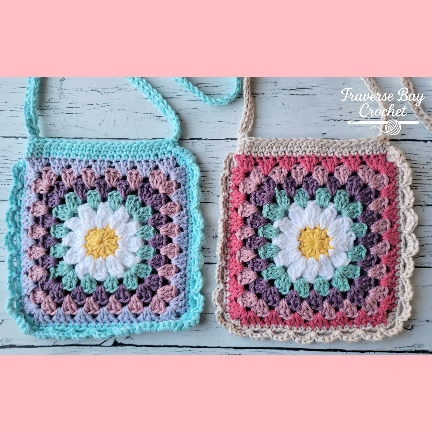 Crochet Daisy Granny Crossbody Bag Pattern Kid and Adult Sizes