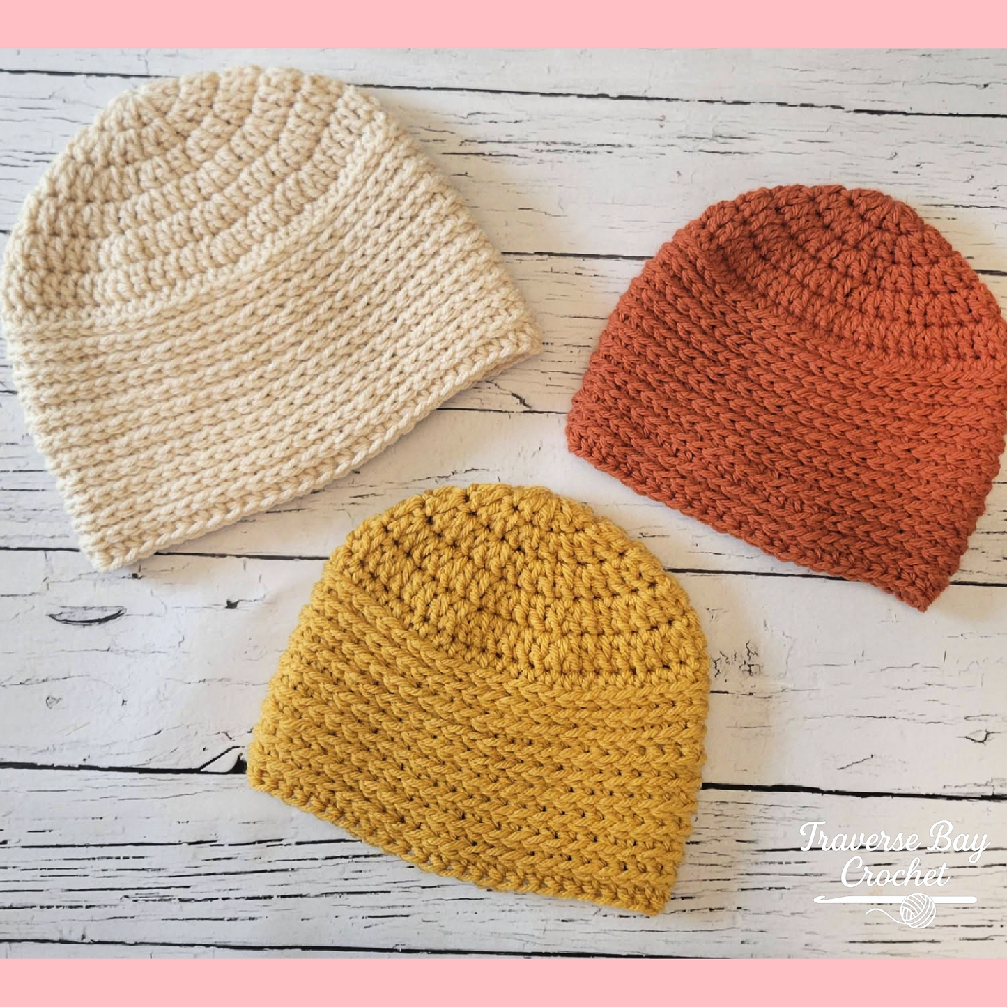 Crochet Bay Ridge Family Beanie Pattern 5 Sizes
