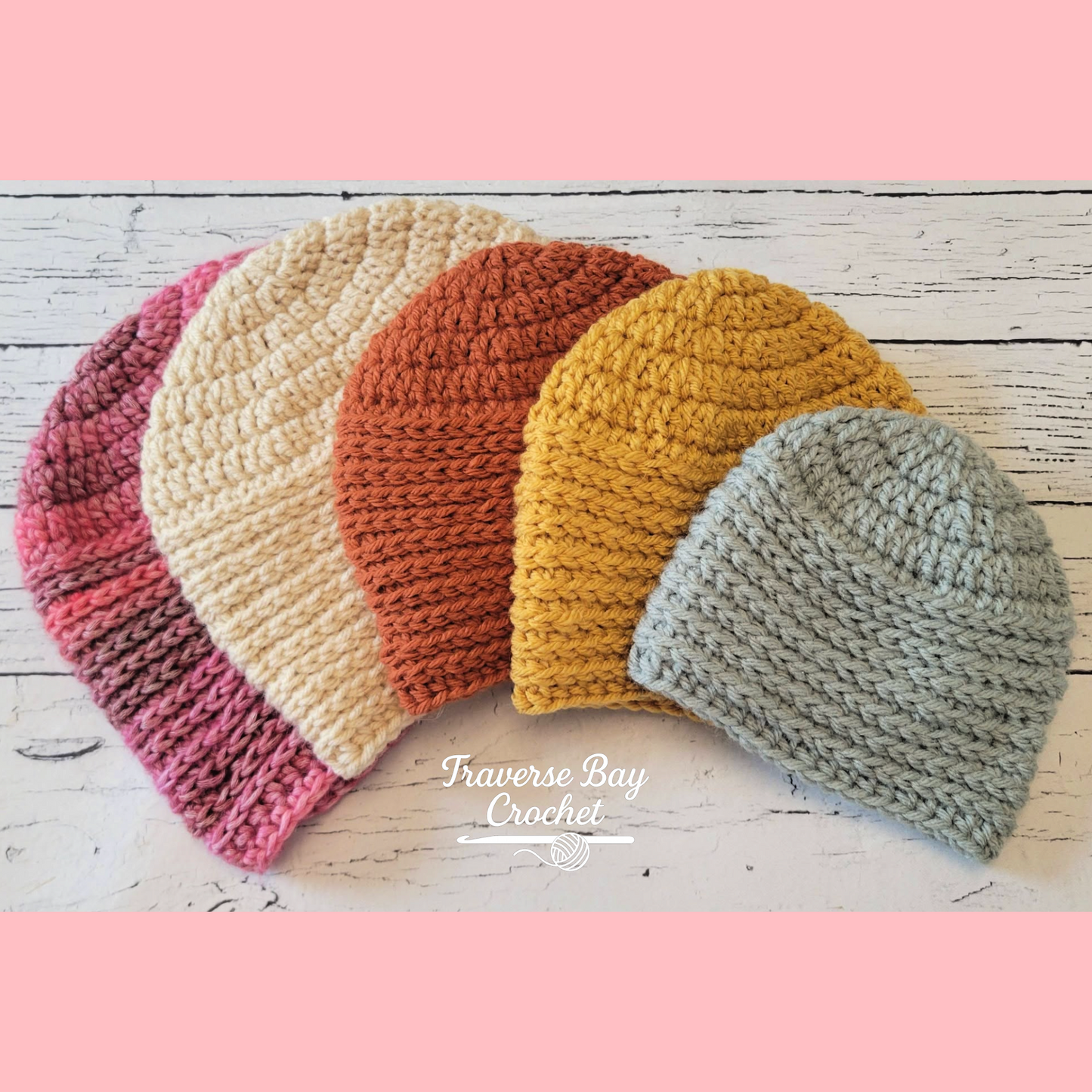 Crochet Bay Ridge Family Beanie Pattern 5 Sizes