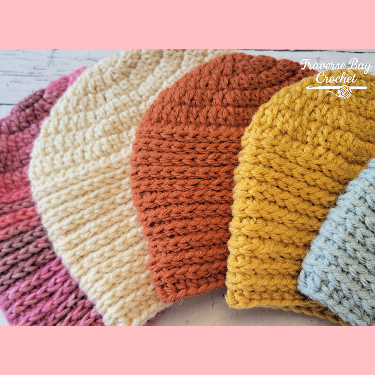 Crochet Bay Ridge Family Beanie Pattern 5 Sizes